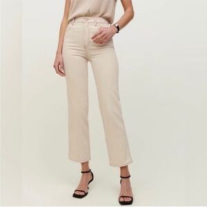 Reformation Cowboy High Rise Straight Jeans in Almond Cream size 24